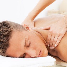 Young man getting spa treatment